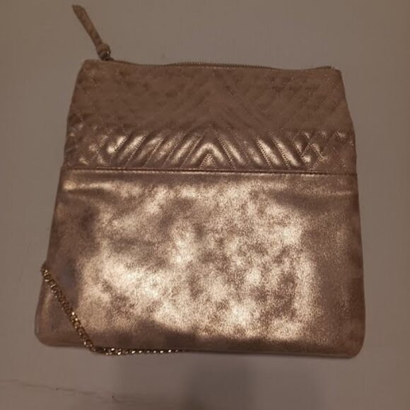 MADISON WEST Carly Crossbody Rose-gold Metallic Foldover Bag Clutch, Used - Picture 5 of 11